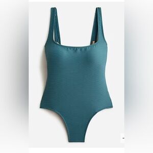 J. Crew Ribbed One Piece Swimsuit Women Plus 22 3X Green NWT Square Neck BE809